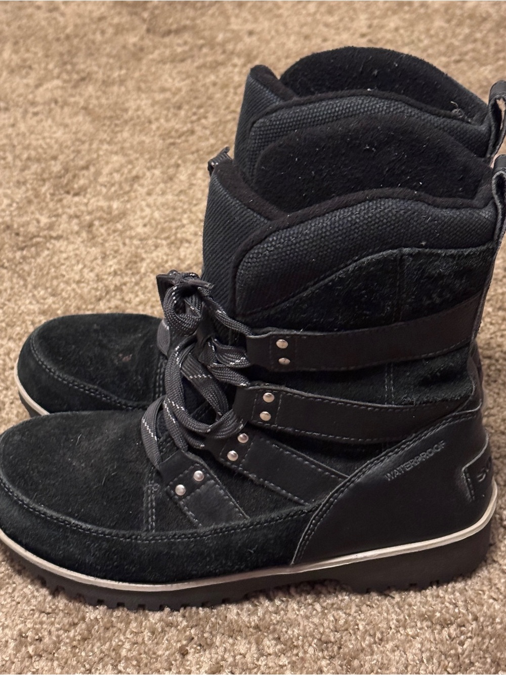 Sorel Snow Boots Womens 4 Black Lace Up Mid Calf Outdoor Logo